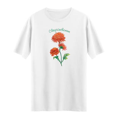 Chrysanthemum Kasımpatı Çiçeği Baskılı T-shirt – Doğal ve Zarif Tasarım