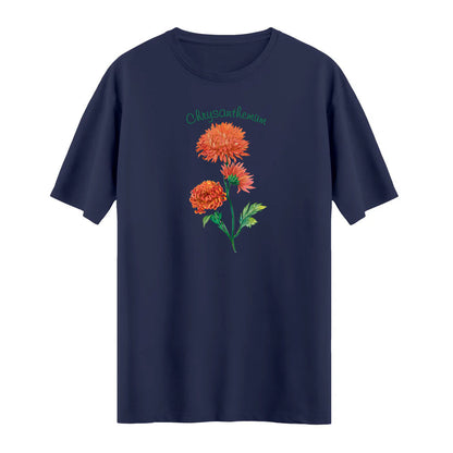 Chrysanthemum Kasımpatı Çiçeği Baskılı T-shirt – Doğal ve Zarif Tasarım