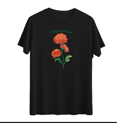 Chrysanthemum Kasımpatı Çiçeği Baskılı T-shirt – Doğal ve Zarif Tasarım