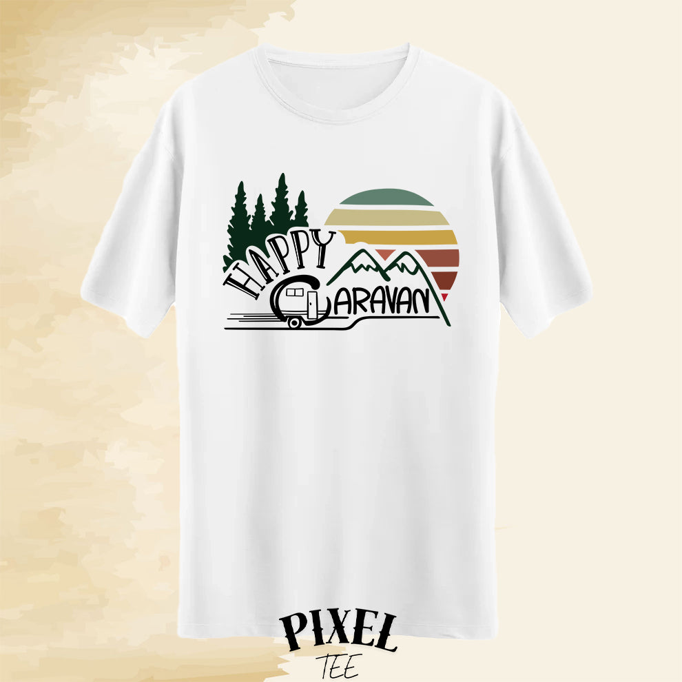 Happy Caravan  ve Doğa Baskılı T-shirt