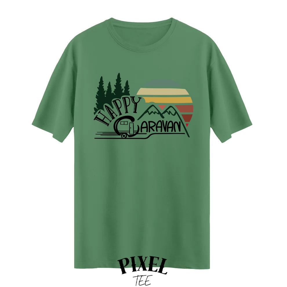 Happy Caravan  ve Doğa Baskılı T-shirt