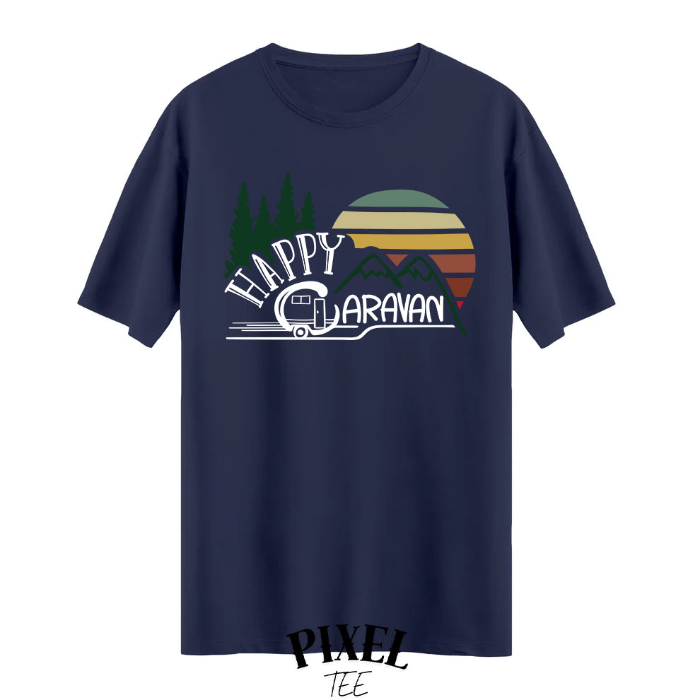 Happy Caravan  ve Doğa Baskılı T-shirt